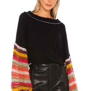 Free People Balloon Sleeve Knit Sweater Black